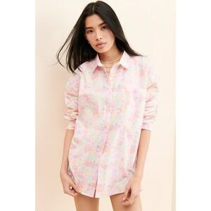 For Love & Lemons Kennedy Floral Button‎ Down Boyfriend Shirt Small Relaxed Fit